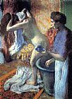 Breakfast Paintings - Breakfast after the Bath II by Edgar Degas